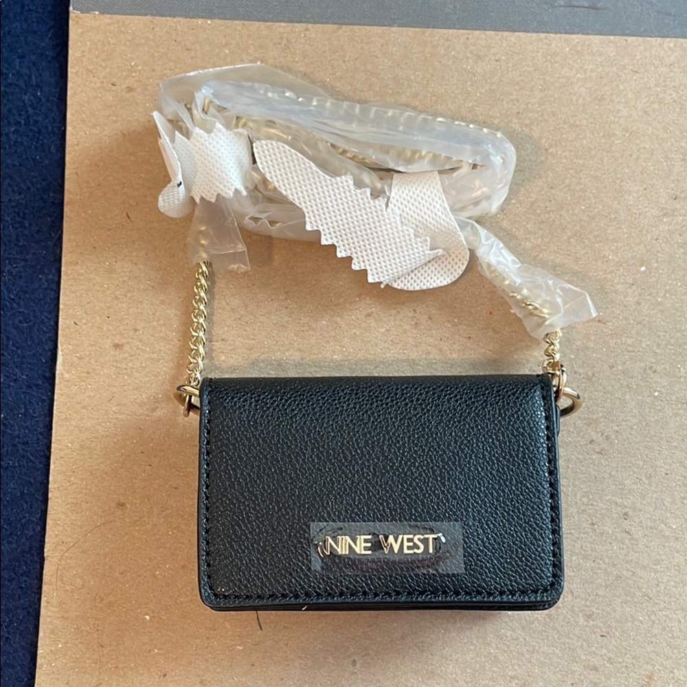 Nine West Black Mini Bag with Gold Chain